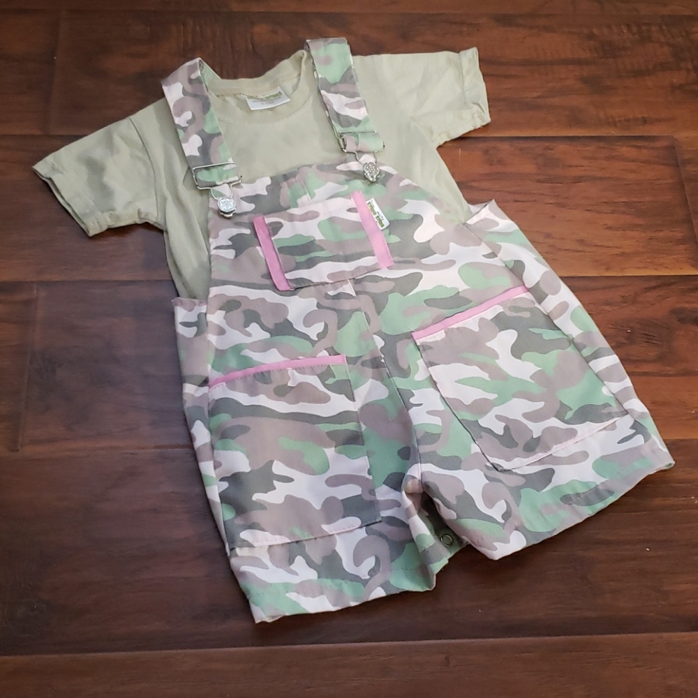 2-3Y Girls Camo Bib Overalls